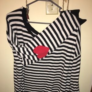 Torrid Black & White Stripped High-Low Sweater